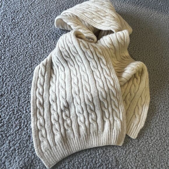 Lambswool Scarf Mens Oatmeal Cable Knit Length 74" - Picture 1 of 5